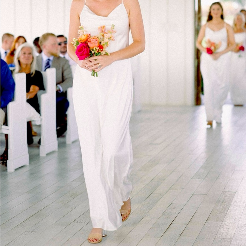 Show Me Your Mumu Tuscany Maxi Slip Dress ~ Ivory Luxe Satin 
Size L